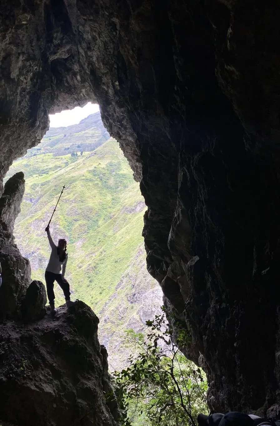Inside a cave mouth above the Cañar valley, looking out